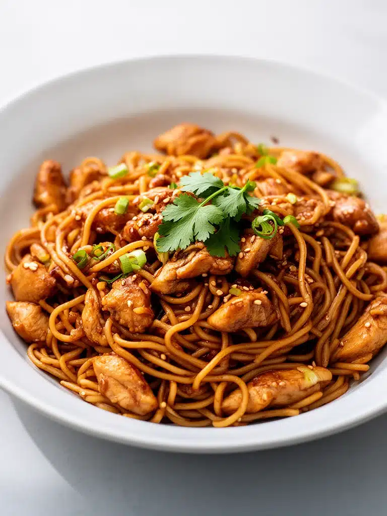 Sticky Garlic Chicken Noodles